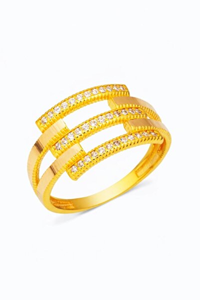 Çgk Çiğdem Gürel Kuyumculuk 8 Ayar Üç Sıralı Taşlı Altın Ajda Yüzük – Gösteri...