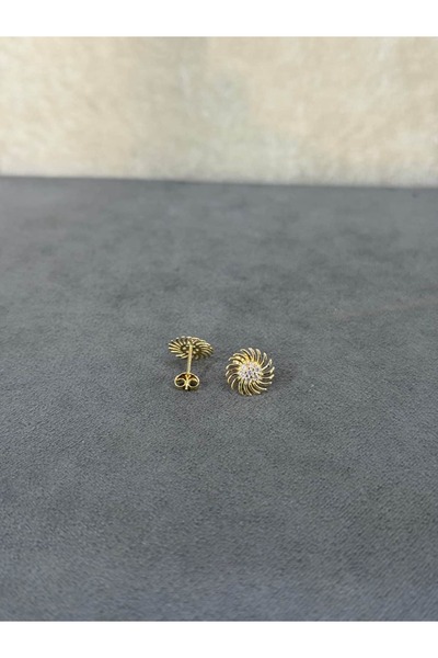 ARSLANTAŞ 1989 14 AYAR ALTIN GÜNEŞLİ VİDALI KÜPE