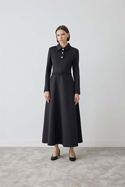 Miori MAJE SCUBA ELBİSE SİYAH