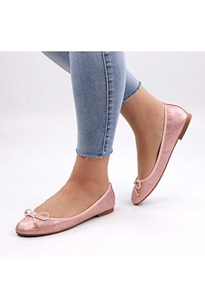 mm Women's ballet flats, with bow, with shiny reflections HR21602-PINK