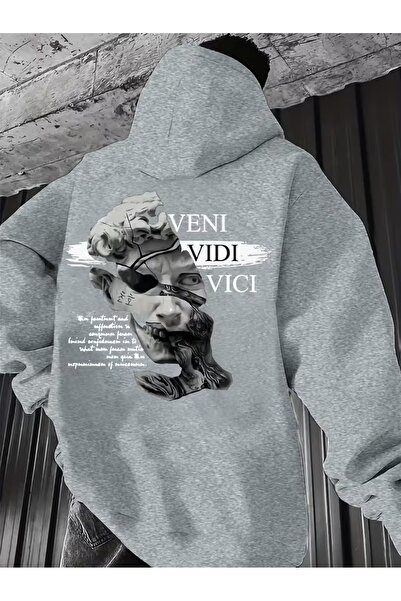DİVİN Men's Printed Hd Sweatshirt 3-Thread Quality Fabric Oversized Cut