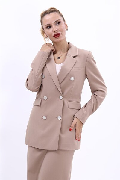 ÖNDER ÖZSOY Men's Lapel Double-Breasted Blazer Women's Jacket-Stone