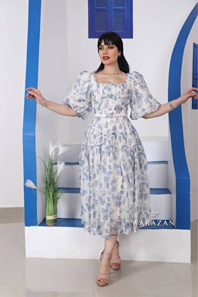 Warazan Distinctive Printed Dress for Eid with Belt