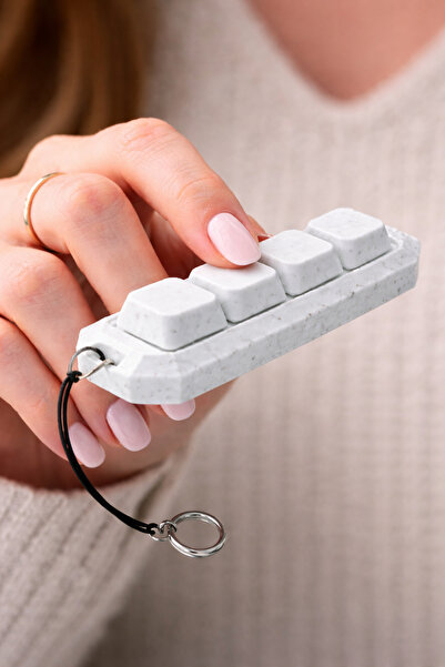 AHWALL Keycap Mechanical 4-Key Keypad Keyboard Keychain Granite Pattern
