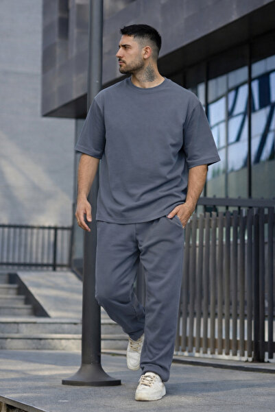 YAKAMEL Ανδρικό σετ φόρμας με λαιμόκοψη ποδηλάτου, ελαστική μέση και φαρδιά μ...