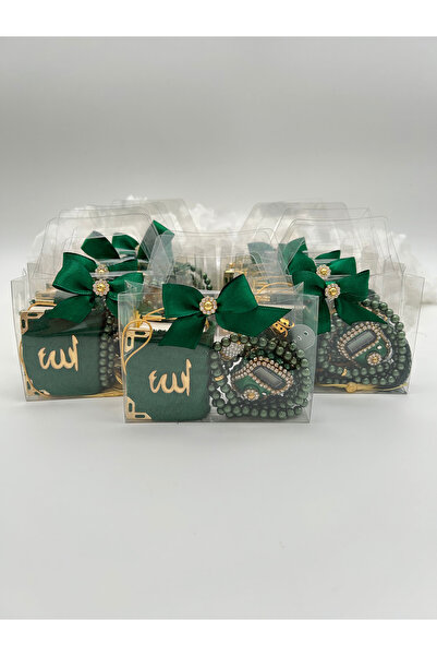 LenaToptan 10 Adet Çanta Görünümlü Kutu İçinde Mini Kuran, İnci Tesbih ve Taş...