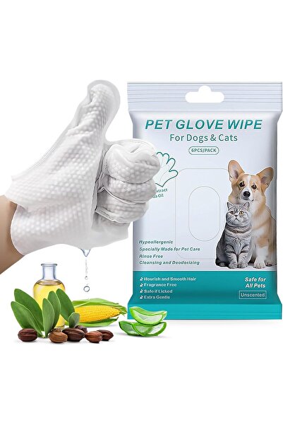 Arabest 6PC Pet Cleaning Gloves for Dogs & Cats - Thickened Grooming Wipes for Fur, Face, Paws & Ears