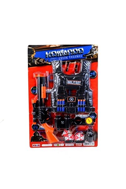 Genel Markalar Çelik Yelekli Komando Set 15 Parça Hedefli Sünger Mermili Asker Komando Polis Set