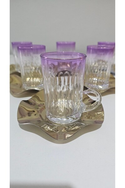 Turkish Store İstanbul 6 Person Purple Tea Set