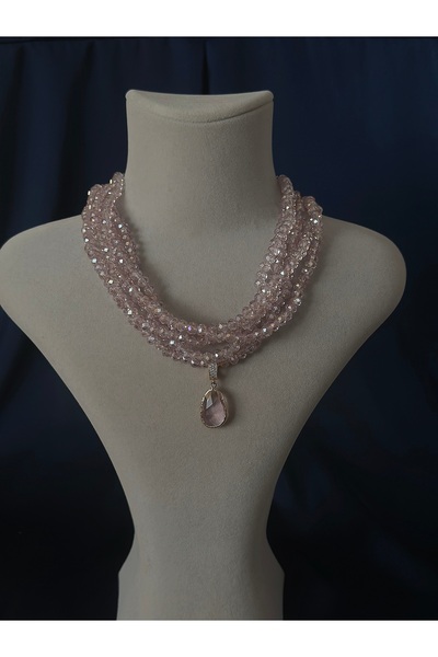 Butik Lila Kristal Taş Kolye