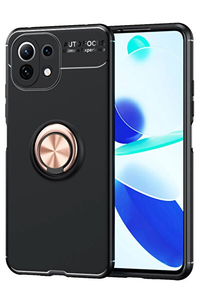 NewFace حافظة LVSQVR لهاتف شاومي مي 11 لايت مع حلقة سيليكون (120153) - أسود-ذهبي