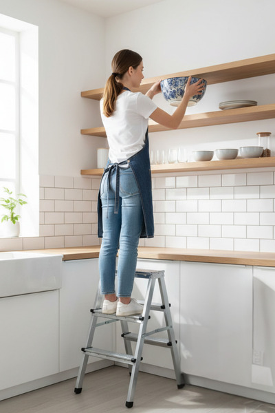 HkTeknik Çift Çıkışlı Merdiven 3+3 Basamaklı Profil | Katlanır Ev ve Ofis Tip...