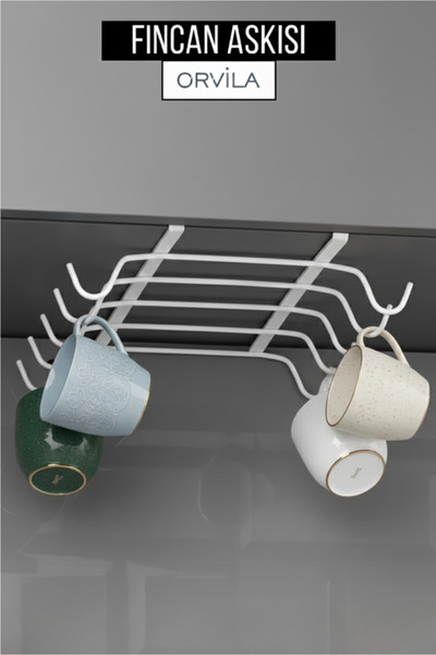 Orvila Raf Altı Asılabilir 10 Kancalı Fincan Ve Kupa Bardak Düzenleyici Askılığı - Beyaz