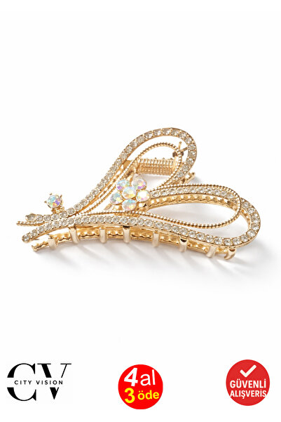 cityvision Agrafă de păr din metal de 7 cm, cu design de inimă și flori cu pi...