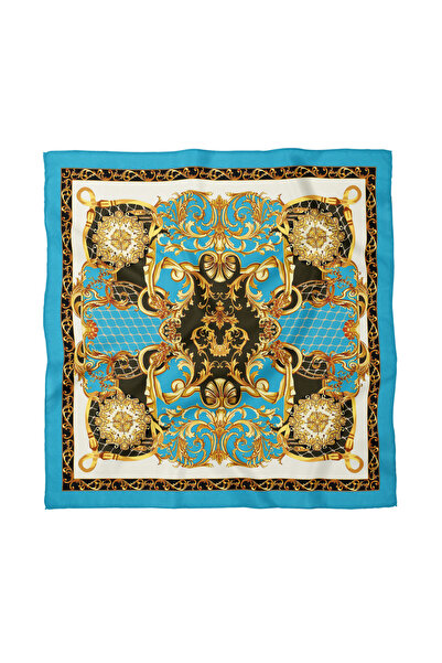 Sultan İpek Barok ve Zincir Desenli Fular / Bandana 70x70cm
