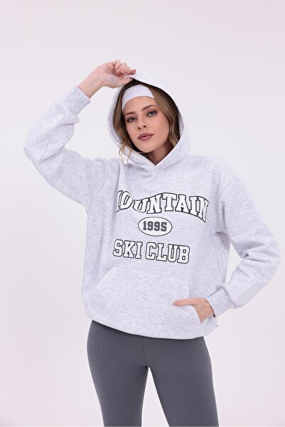 yakamor مطبوعة قصة فضفاضة سويت شيرت بغطاء للرأس