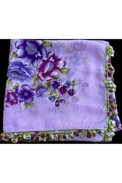 MentorAly قماش تول مطرز يدويًا – أرضية أرجوانية مع زهور بنفسجية