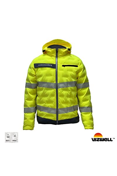 Vizwell ™ VWJK517 – Reflektörlü Teknik Dolgulu Tasarım Mont - Sarı