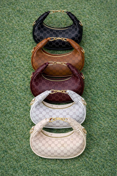 StormArrow Vegan Deri Desenli Mini Çanta – Gold Zincir + Uzun Kayış – Günlük ...