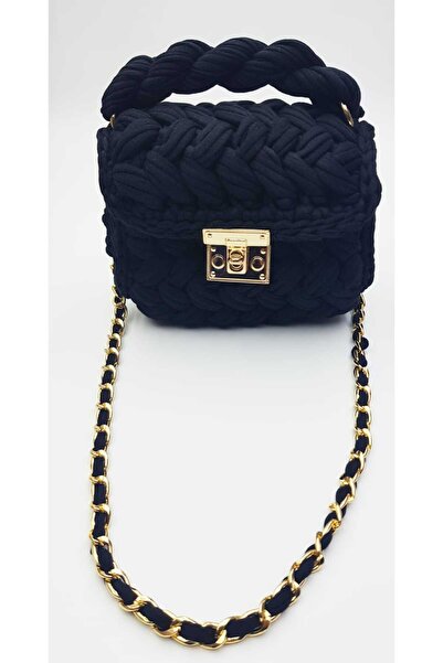 ESRADA Hand Knitted Black Women's Knitted Bag