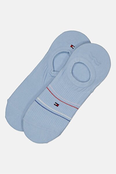 Tommy Hilfiger Women 2 Pairs Brand Logo Invisible Socks, Light Blue