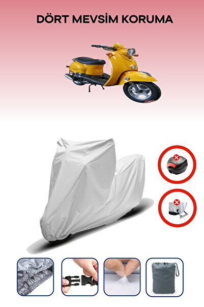 Breen قفل حقيبة خلفية رمادي اللون غير متوافق مع BuMoto/Jinling Lucatti 100CC، قماش دراجة نارية متوافق، 4 مواسم