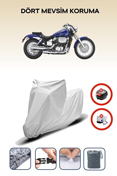 Breen قفل حقيبة خلفية رمادي اللون غير متوافق مع هوندا شادو سبيريت 750، قماش د...