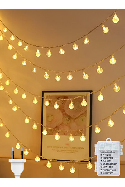 modi 50 Meter 360LED 20W Warm Color Ball Christmas String Lights with 8 Lighting Modes - White Wire