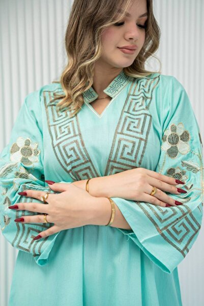 AFandina Linen jalabiya with a luxurious design and elegant embroidery SM-16