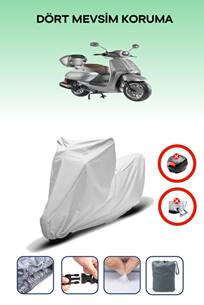 Breen قفل حقيبة خلفية رمادي اللون غير متوافق مع Motolux Americano 125، قماش متوافق مع الدراجات النارية، 4 مواسم