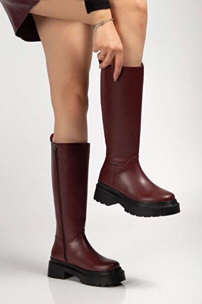 Budi 236-340 Burgundy Zippered Daily Women's Boots
