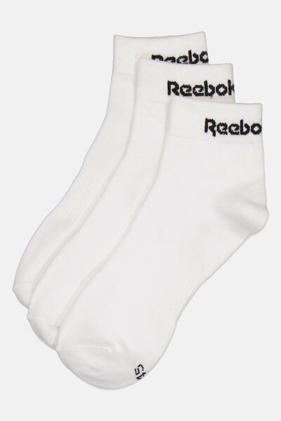 Reebok Men 3 Pairs Brand Logo Ankle Socks, White
