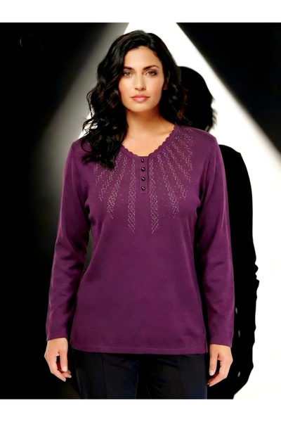 JULYA TRİKO ANNE-TRİKO-TAŞLI-V-Yaka