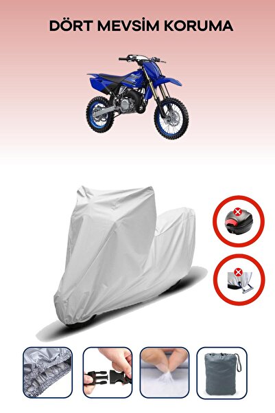 Breen قفل حقيبة خلفية رمادي اللون غير متوافق مع ياماها YZ 85، قماش متوافق مع الدراجات النارية، 4 مواسم