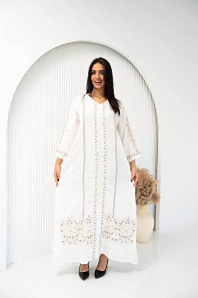 AFandina جلابيات مطرزة ناعمة ومريحة .بتصميم كلاسيكي الصيف صار أشيك S M - 6