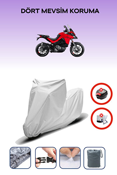 Breen قفل حقيبة خلفية رمادي اللون غير متوافق مع Ducati Multistrada V2، قماش متوافق مع الدراجات النارية، 4 مواسم