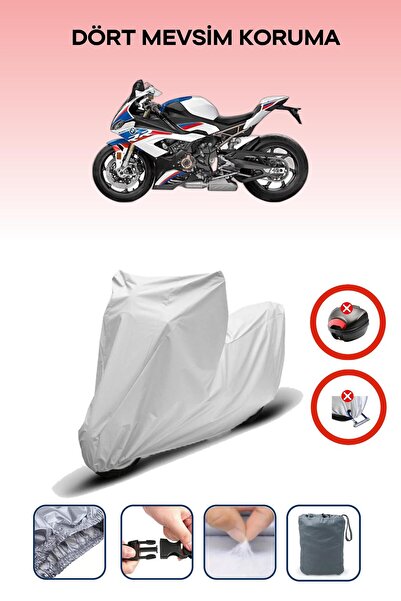 Breen قفل حقيبة خلفية باللون الرمادي غير متوافق مع BMW S 1000 RR Race، قماش دراجة نارية متوافق مع 4 مواسم