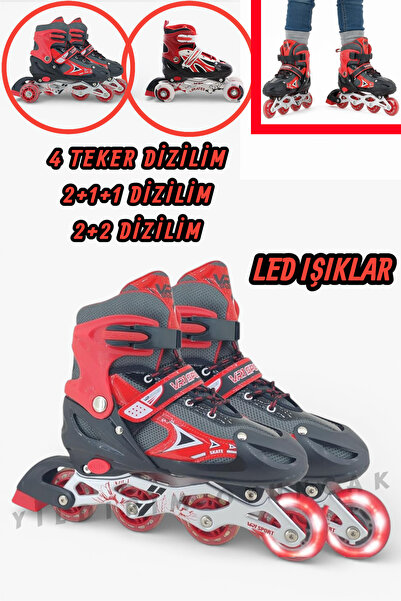 YILDIRIM OYUNCAK Silikon Tekerli Paten Ayarlanabilir 2+1+1, 2+2 Ve Tek Sıra P...