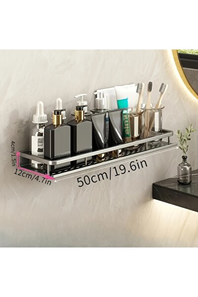 Choice3 رف حائط رمادي من الألومنيوم، 50 سم، متعدد الوظائف، لتخزين أدوات المطب...