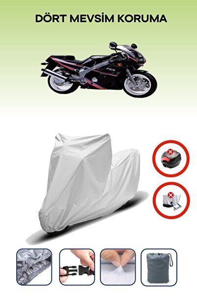 Breen قفل حقيبة خلفية رمادي اللون غير متوافق مع ياماها FZR 600، قماش متوافق مع الدراجات النارية، 4 مواسم