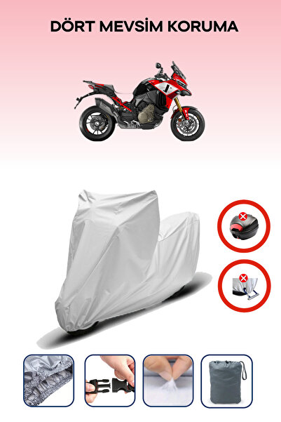 Breen حقيبة خلفية رمادية اللون متوافقة مع دراجة دوكاتي مولتيسترادا V4 بايكس بييك، قماش دراجة نارية متوافق مع 4 مواسم