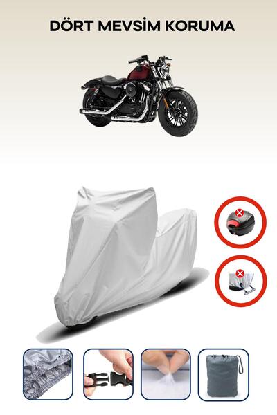 Breen قفل حقيبة خلفية رمادي اللون غير متوافق مع قماش الدراجات النارية المتوافق مع هارلي ديفيدسون سبورتستر فورتي-إيت