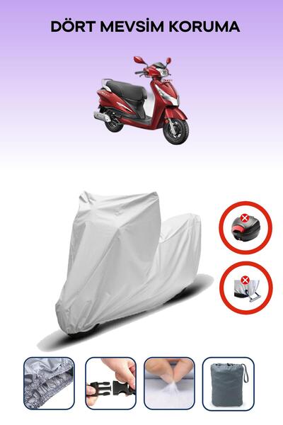 Breen قفل حقيبة خلفية رمادي اللون غير متوافق مع Hero Duet 125، قماش دراجة نارية متوافق، 4 مواسم