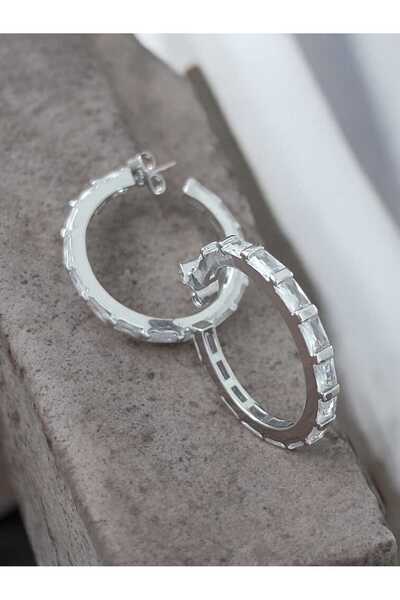 AYL ACCESSORİZE SİLVER TAŞLI HALKA KÜPE