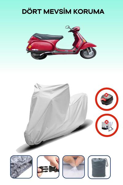 Breen قفل حقيبة خلفية رمادي اللون غير متوافق مع قماش دراجة نارية متوافق مع بياجيو فيسبا كوسا، 4 مواسم