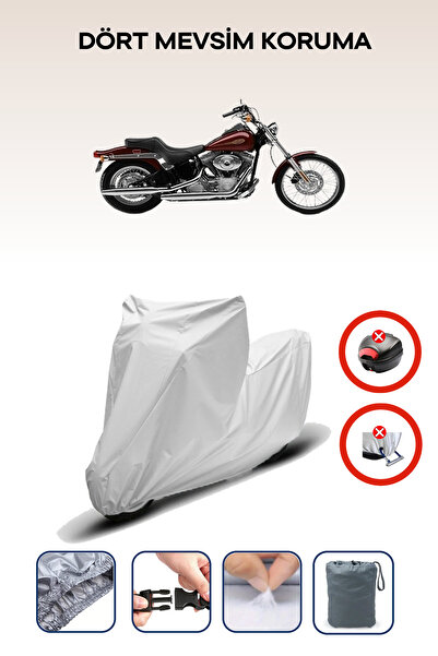 Breen قفل حقيبة خلفية رمادي اللون غير متوافق مع قماش الدراجة النارية المتوافق مع Harley-Davidson Softail Standard FXSTI