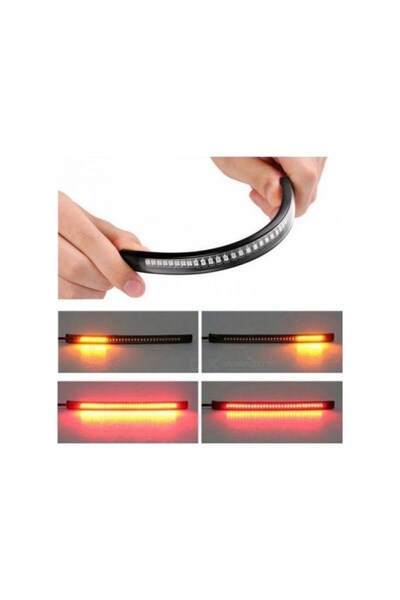 MOTOLİNAS Motosiklet Arka Kuuruk Şerit 48 Ledli Arka Stop + Sinyal Yapışma 12 V