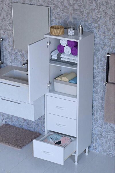 Eliusta Alia Çok Kullanışlı Dolap G:50 cm Üst Bölme Kapaklı Alt Bölme Çekmece...