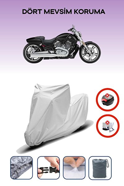 Breen قفل حقيبة خلفية رمادي اللون غير متوافق مع قماش الدراجات النارية المتوافق مع Harley-Davidson VRSC V-Rod Muscle