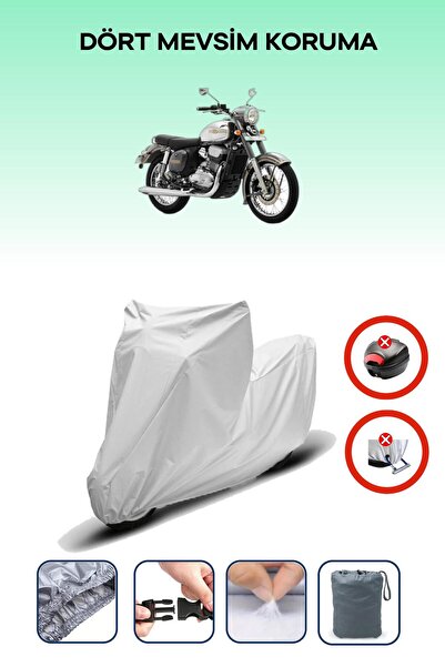 Breen قفل حقيبة خلفية رمادي اللون غير متوافق مع Jawa 250 Classic، قماش دراجة نارية متوافق، 4 مواسم